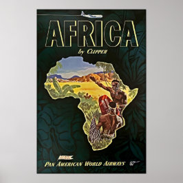 Africa Map Art African Print Pan Am Travel Poster  ポスター