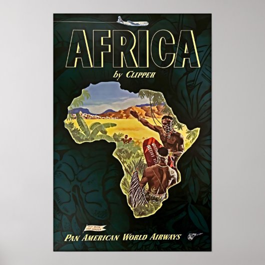 Africa Map Art African Print Pan Am Travel Poster ポスター (正面)