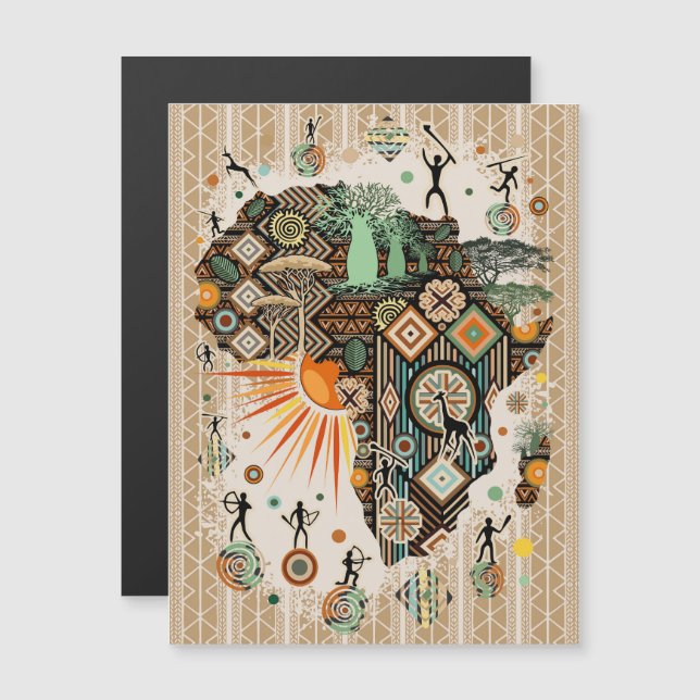 Africa Map Decorative Tribal Elements Pattern (正面/裏面)