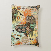 Africa Map Decorative Tribal Elements Pattern アクセントクッション (裏面(縦))