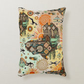 Africa Map Decorative Tribal Elements Pattern アクセントクッション (正面(垂直))