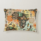 Africa Map Decorative Tribal Elements Pattern アクセントクッション (裏面)