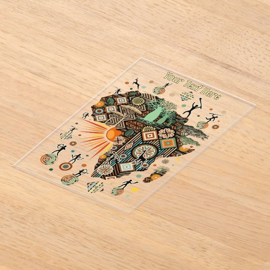 Africa Map Decorative Tribal Elements Pattern アクリル招待状 (レイダウン)