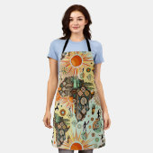 Africa Map Decorative Tribal Elements Pattern エプロン (着用した状態)