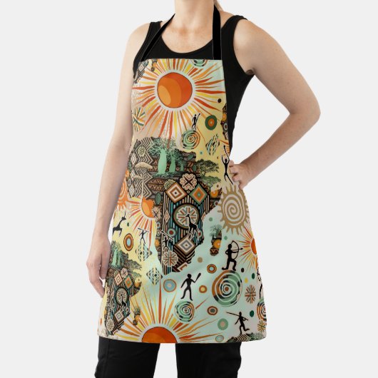 Africa Map Decorative Tribal Elements Pattern エプロン (インサイチュ)