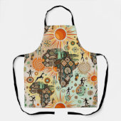 Africa Map Decorative Tribal Elements Pattern エプロン (正面)