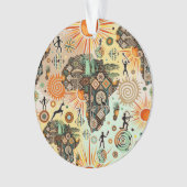 Africa Map Decorative Tribal Elements Pattern オーナメント (正面)