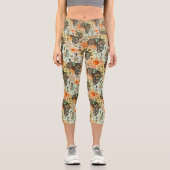 Africa Map Decorative Tribal Elements Pattern カプリレギンス (正面)