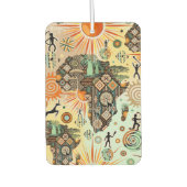 Africa Map Decorative Tribal Elements Pattern カーエアーフレッシュナー (正面)