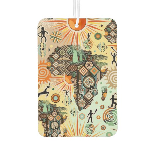 Africa Map Decorative Tribal Elements Pattern カーエアーフレッシュナー (裏面)