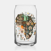 Africa Map Decorative Tribal Elements Pattern ガラス缶 (正面)