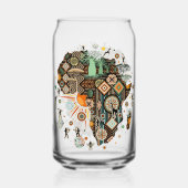 Africa Map Decorative Tribal Elements Pattern ガラス缶 (裏面)