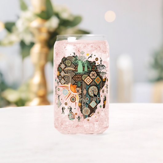 Africa Map Decorative Tribal Elements Pattern ガラス缶 (インサイチュ (ウェディング))