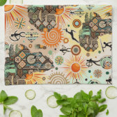 Africa Map Decorative Tribal Elements Pattern キッチンタオル (折り畳み)