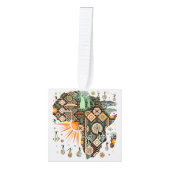 Africa Map Decorative Tribal Elements Pattern キューブオーナメント (正面)