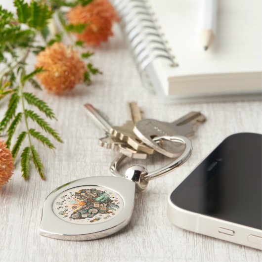 Africa Map Decorative Tribal Elements Pattern キーホルダー (側面)