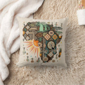 Africa Map Decorative Tribal Elements Pattern クッション (ブランケット)