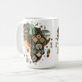 Africa Map Decorative Tribal Elements Pattern コーヒーマグカップ (正面左)