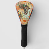 Africa Map Decorative Tribal Elements Pattern ゴルフヘッドカバー (正面)