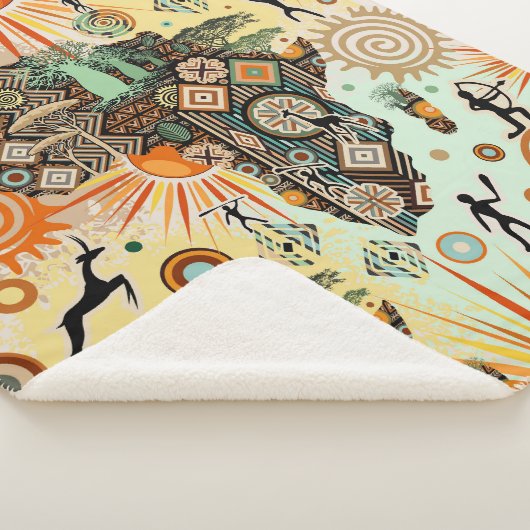 Africa Map Decorative Tribal Elements Pattern シェルパブランケット (3/4)