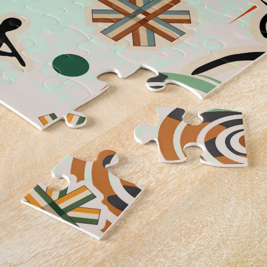 Africa Map Decorative Tribal Elements Pattern ジグソーパズル (側面)