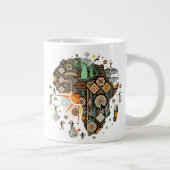Africa Map Decorative Tribal Elements Pattern ジャンボコーヒーマグカップ (右)