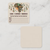 Africa Map Decorative Tribal Elements Pattern スクエア名刺 (正面/裏面)