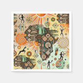 Africa Map Decorative Tribal Elements Pattern スタンダードカクテルナプキン (正面)