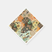 Africa Map Decorative Tribal Elements Pattern スタンダードカクテルナプキン (角)