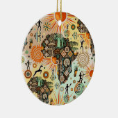 Africa Map Decorative Tribal Elements Pattern セラミックオーナメント (右)