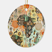 Africa Map Decorative Tribal Elements Pattern セラミックオーナメント (左)