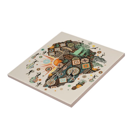 Africa Map Decorative Tribal Elements Pattern タイル (側面)