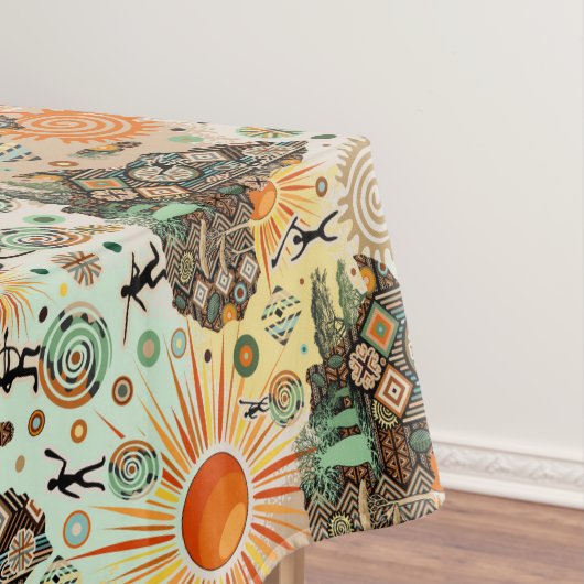 Africa Map Decorative Tribal Elements Pattern テーブルクロス (インサイチュ)