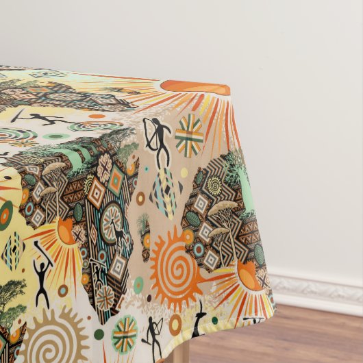 Africa Map Decorative Tribal Elements Pattern テーブルクロス (インサイチュ)