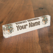 Africa Map Decorative Tribal Elements Pattern デスクネームプレート (側面)