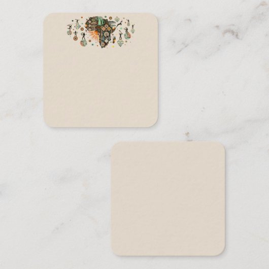 Africa Map Decorative Tribal Elements Pattern ノートカード (正面/裏面)