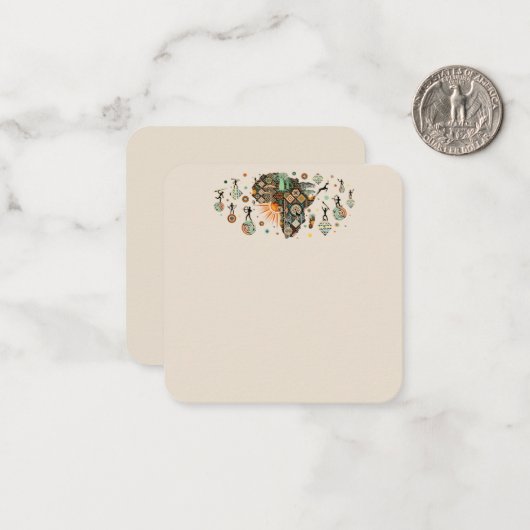 Africa Map Decorative Tribal Elements Pattern ノートカード (正面/裏面インサイチュ)