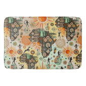 Africa Map Decorative Tribal Elements Pattern バスマット (正面)