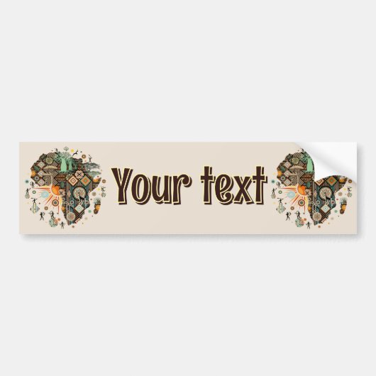 Africa Map Decorative Tribal Elements Pattern バンパーステッカー (正面)