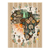 Africa Map Decorative Tribal Elements Pattern フォトプリント (正面)