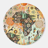 Africa Map Decorative Tribal Elements Pattern マグネット (正面)