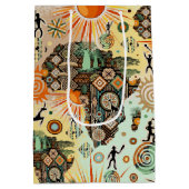 Africa Map Decorative Tribal Elements Pattern ミディアムペーパーバッグ (裏面)