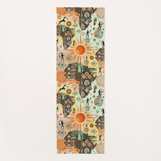 Africa Map Decorative Tribal Elements Pattern ヨガマット (正面)