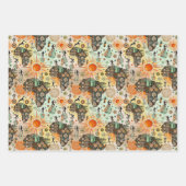Africa Map Decorative Tribal Elements Pattern ラッピングペーパーシート (正面3)