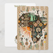 Africa Map Decorative Tribal Elements Pattern 招待状 (正面/裏面)