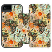 Africa Map Decorative Tribal Elements Pattern Incipio iPhoneウォレットケース (フォリオ Open)