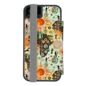 Africa Map Decorative Tribal Elements Pattern Incipio iPhoneウォレットケース (フォリオ裏面)