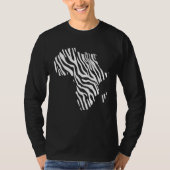 Africa Map Filled With Zebra White Stripes Print P Tシャツ (正面)