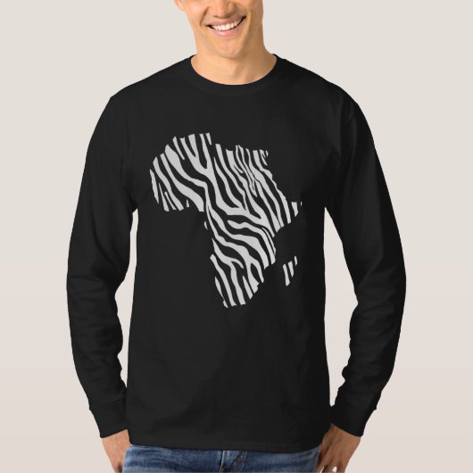Africa Map Filled With Zebra White Stripes Print P Tシャツ (正面)