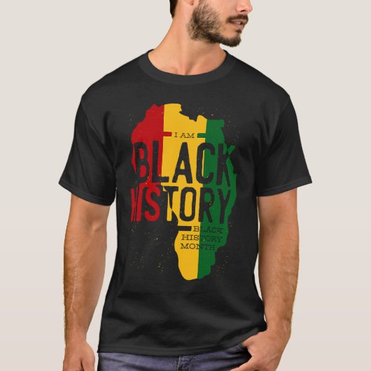 Africa Map Rastafari Style Quote BHM Tシャツ (正面)